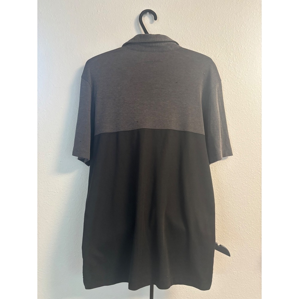 TravisMathew Mens Short Sleeve Polo Shirt Grey Black Colorblock Striped Size M - Picture 4 of 5